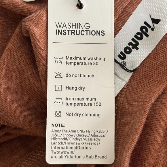 Yidarton Woman's S Comfy Front Twist Knot Long Sleeve Fall Orange T Shirt #Y - Picture 5 of 5